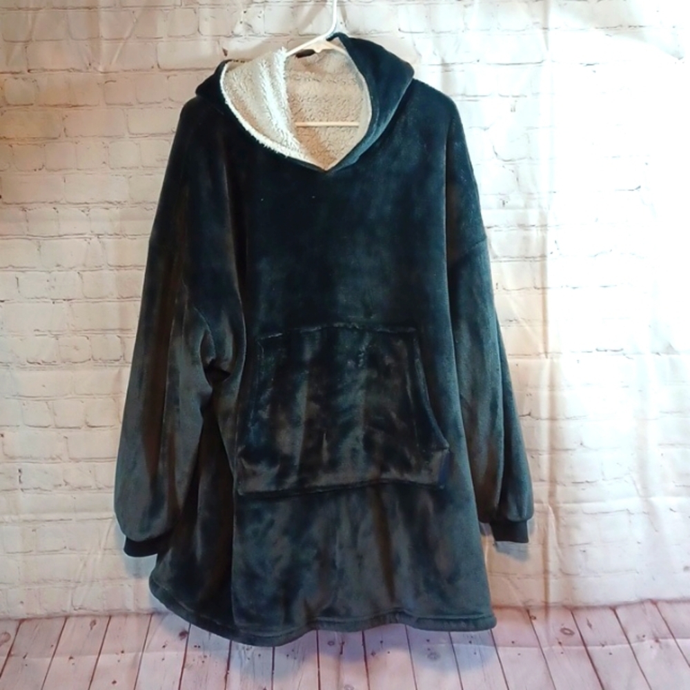 Huggle  Heavy Blue Full Fleece Hoodie Jacket XXL New